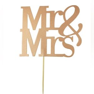 Diamond Glitter Mr & Mrs Cake Topper, Rose Gold, 6-1/2-Inch (Rose Gold)